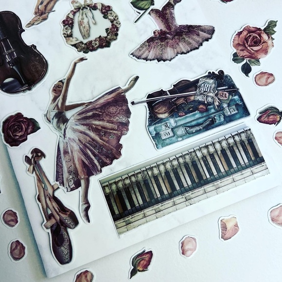 Elegant Ballet Dancer, Recital Outfits, Violin, Piano & Flowers, 34 Stickers - Picture 4 of 15